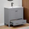30" Bathroom Vanity with Single Sink, Bathroom Storage Cabinet with 2 Doors and a Drawer, Soft Closing - Leovsnove - 3 of 4