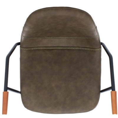 Tanner Transitional Olive Leather Bar Stool with Metal Frame