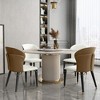 POVISON Modern Luxury Leather Dining Chairs Set of 2, Wingback Accent Chairs, Beige & Brown - 3 of 4