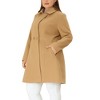 Agnes Orinda Women's Plus Size Notched Lapel Single Breasted Back Split Winter Long Pea Coats - 2 of 4