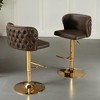 Leovsnove Swivel Bar Stools Set of 2, Modern PU Upholstered Bar Stools, Velvet Adjustable Barstool High Back Upholstered Modern Barstools - 3 of 4