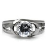 Slickblue Polished Stainless Steel Women's Engagement Ring - 7.75mm Clear CZ Solitaire, Round, Silver/Gold, Size 5-10 - 3 of 4