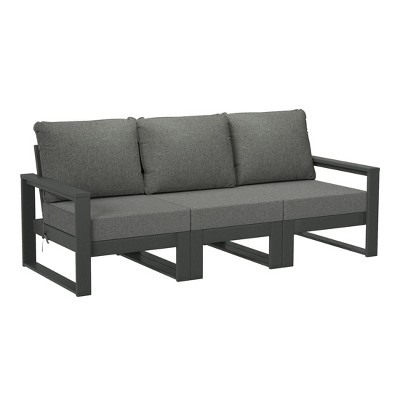 WestinTrends Montara Outdoor HDPE All-Weather Modern Deep Seating Patio Sofa with Waterproof Cushions