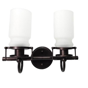 Sunset Qairo 2 Light Vanity Oil Brushed Bronze w/ Frosted Seeded Glass Shades - 1 of 4