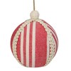 Northlight 4.75" Red and White Striped Ball Christmas Ornament with Rope Accent - 3 of 4