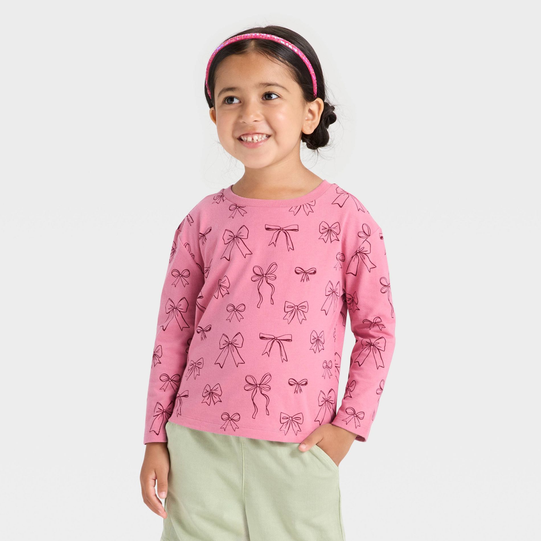 Toddler Girls' Long Sleeve T-Shirt - Cat & Jack™ Rose Pink 18M