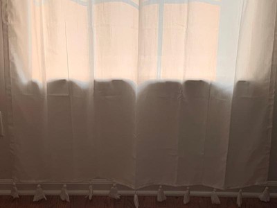 1pc Sheer Banded Geo Macrame Window Curtain Panel White - Opalhouse ...