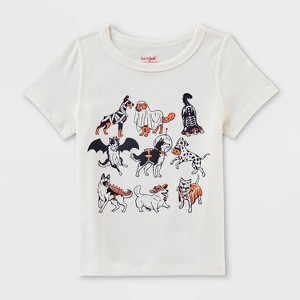 Toddler Girls' Adaptive Short Sleeve Graphic T-Shirt - Cat & Jack™  Cream 4T - 1 of 3