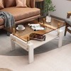 Mayeerty Rectangle Coffee Table, Tempered Glass Tabletop with MDF Layer, Modern Table for Living Room , Brown Glass - 2 of 4