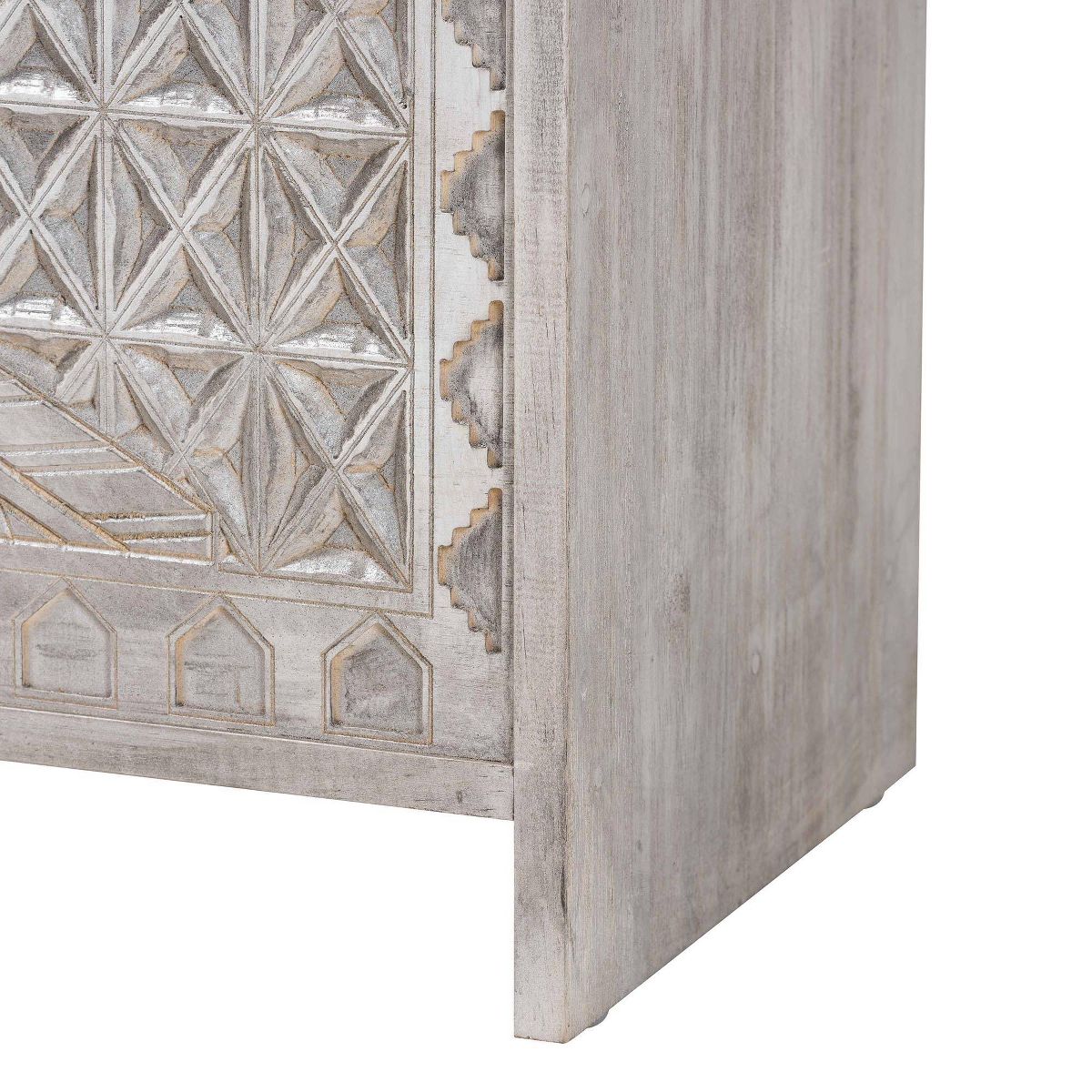 bali & pari Amado Wood Storage Trunk with Carved Front Panel White Wash - thumbnail 5