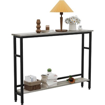 39.4" Slim Sofa Table,2 Tier Narrow Console Table with Adjustable Shelf, Space-Saving Behind Couch Table for Living Room, Hallway, and Foyer,