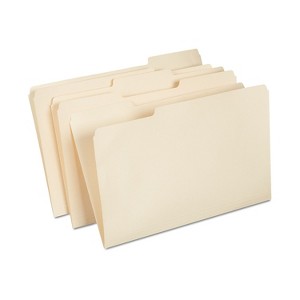 Staples Manila 3-Tab File Folders Legal Assorted Position 100/Box TR56680 - 1 of 4