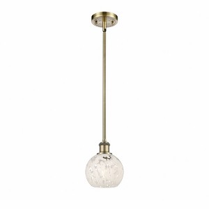 White Mouchette - 1 Light Stem Hung Mini Pendant In Modern Style-8 Inches Tall and 6 Inches Wide - 1 of 1