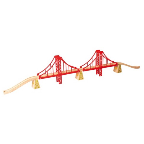 Bigjigs Rail Double Suspension Bridge Wooden Railway Train Set 