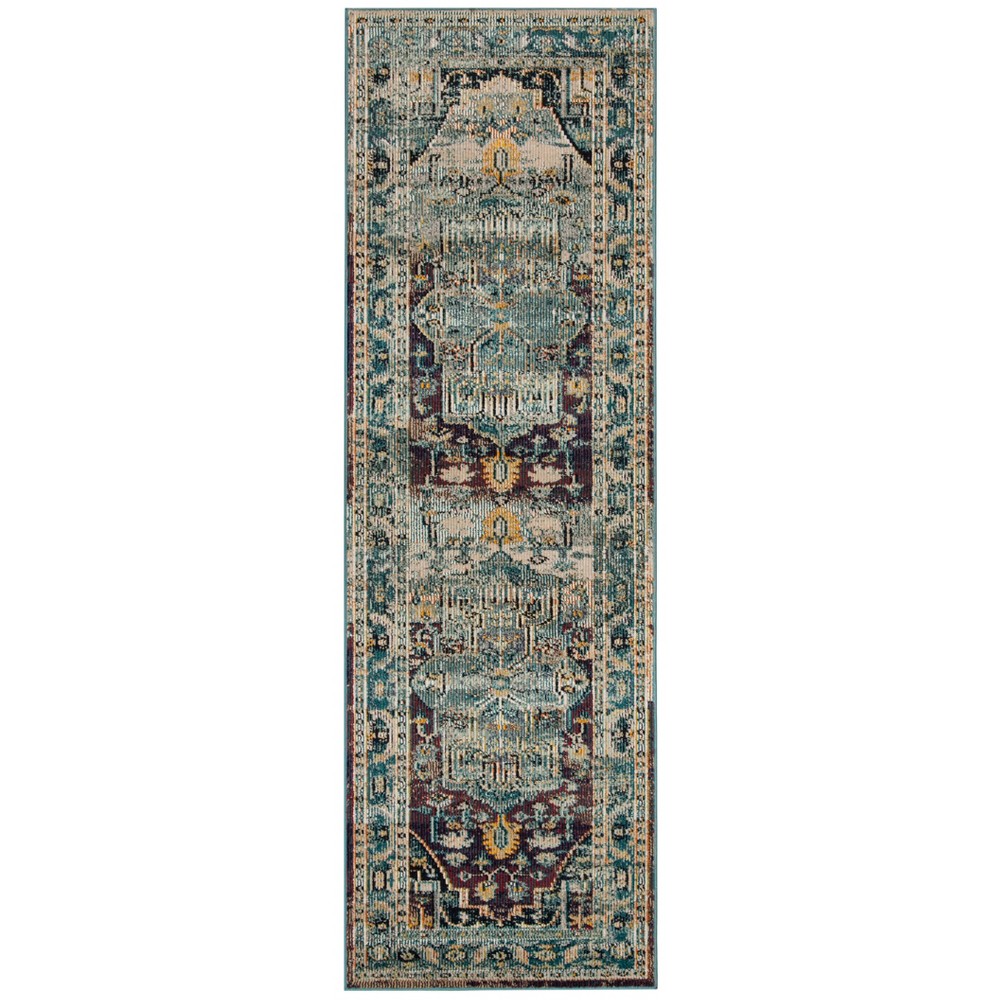  Runner Mavis Floral Loomed Rug Teal/Rose
