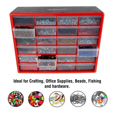 Fleming Red and Black 24-Drawer Plastic Storage Organizer
