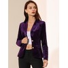 INSPIRE CHIC Women's Notched Lapel Vintage Office Button Front Velvet Blazer - 3 of 4