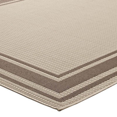 Rim Light and Dark Beige 5x8 Synthetic Indoor/Outdoor Area Rug