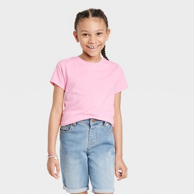 Girls' Short Sleeve T-shirt - Cat & Jack™ Pink M : Target