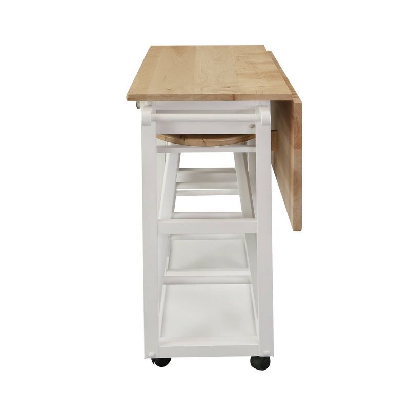 Square Hardwood Drop Leaf Table Top Breakfast Cart Natural/White - Flora Home, 4 of 20