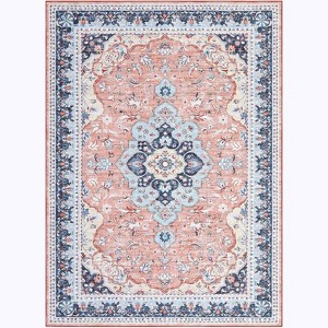 Charming Floral Washable Area Rug - Non-Slip Low Pile Large Rug for Living Room, Bedroom, Farmhouse, Dining Room & Kids Playroom - 1 of 4