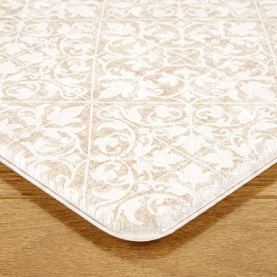 Beige Medallion Memory Foam Non-Slip Runner Mat