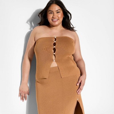 Women's Pearl Button Sweater Tube Top - Wild Fable™