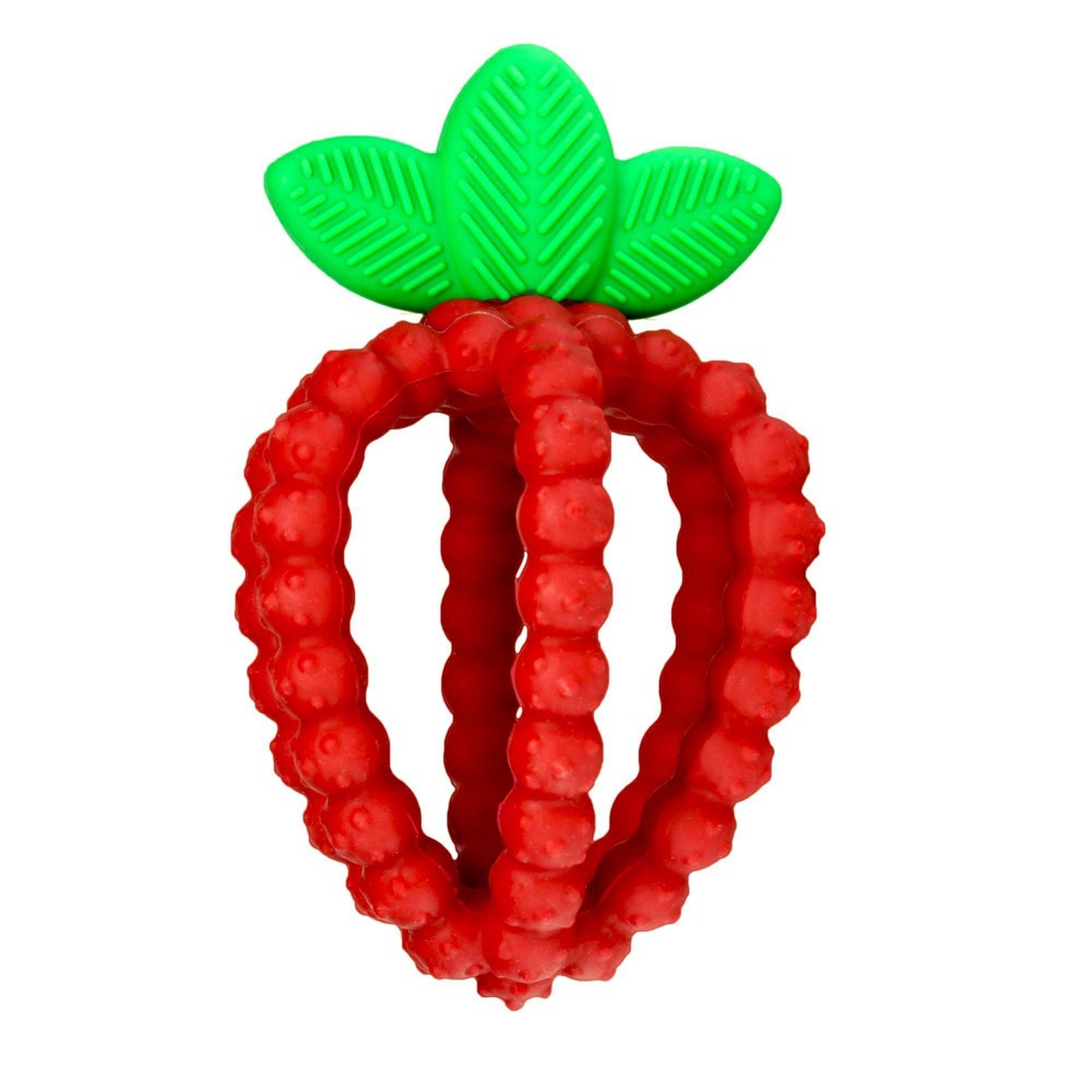 RaZbaby RaZberry Bites Teether Toy 3m+ - Red: Silicone Pacifier Accessory