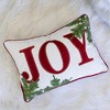 Whisen Embroidered Christmas Throw Pillow, 14x20" Velvet Lumbar Cushion with Green Holiday Accents - 4 of 4