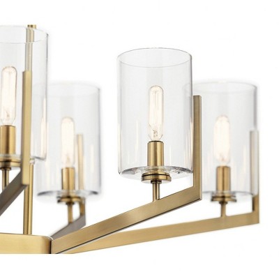 Brushed Brass 8-Light Oval Chandelier with Clear Glass Shades