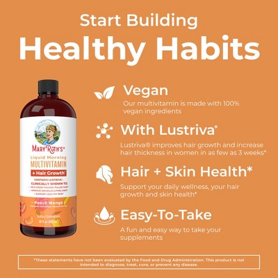 Morning Multivitamin + Lustriva Liquid, Peach Mango, 30 fl oz