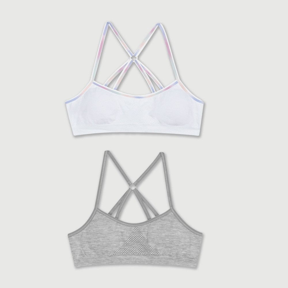 Hanes Girls' 2pk Seamless Strappy Racerback Bra - White L