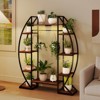 Costway 63” Tall 10-Tier Indoor Plant Stand with Grow Lights for Multiple Plants Balcony Brown/Coffee - 4 of 4