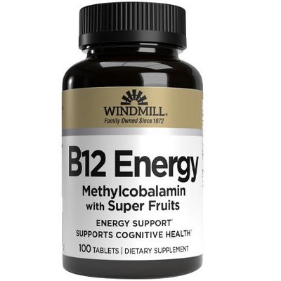 Windmill Vitamin B-12 Energy with Super Fruits Tablets 100Ct