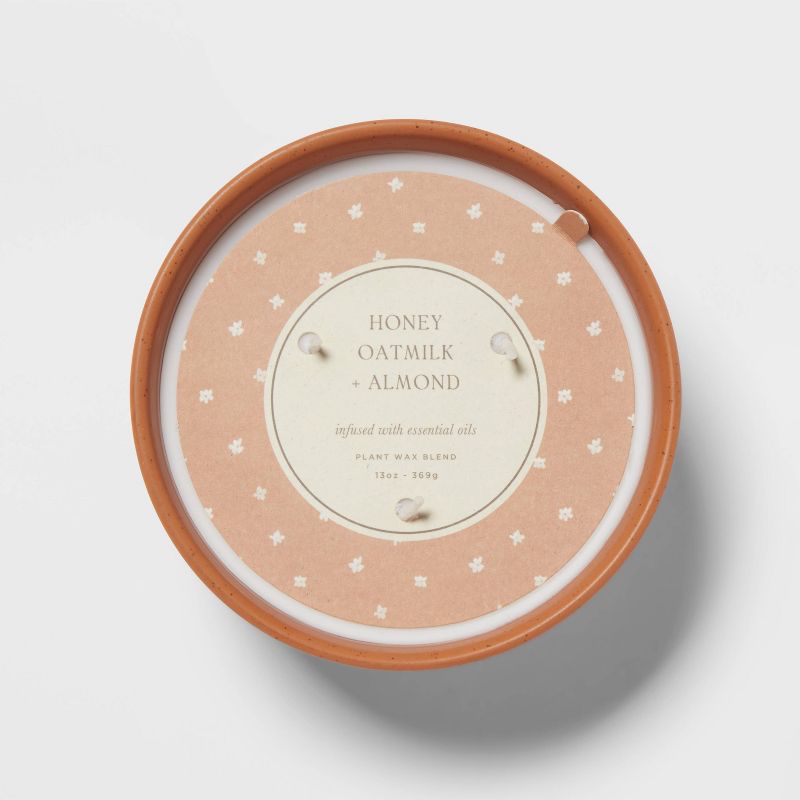 3-Wick Textured Ceramic Honey Oatmilk + Almond Footed Jar Candle Orange 13oz - Threshold&#8482;, 5 of 8