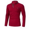 Mens Long Sleeve Polo Shirts Slim Fit Casual Plaid Collar Golf Shirt with Pocket Heather - 3 of 4