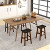 Tangkula Saddle Stools Set of 4 31 Inch Counter Height Stools w/ PU Leather Woven Seat Brown - 2 of 4
