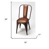 HomeRoots 18" Brown Faux Leather Side Chair - 3 of 3