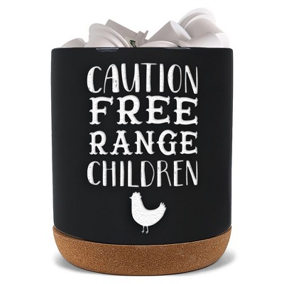 Elanze Designs Free Range Children Black X-Large Cork Bottom, Kitchen Counter, Ceramic Stoneware, Coffee, Tea and Hot Chocolate, Machine Brewing, K