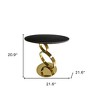 HomeRoots 21" Black And Gold Stone And Stainless Steel Round Pedestal End Table - 3 of 4