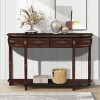 52" Retro Console Table with Solid Wood Frame, 2 Drawers and Open Shelf,Entryway or Sofa Table for Hallway or Living Room-Maison Boucle - 2 of 4