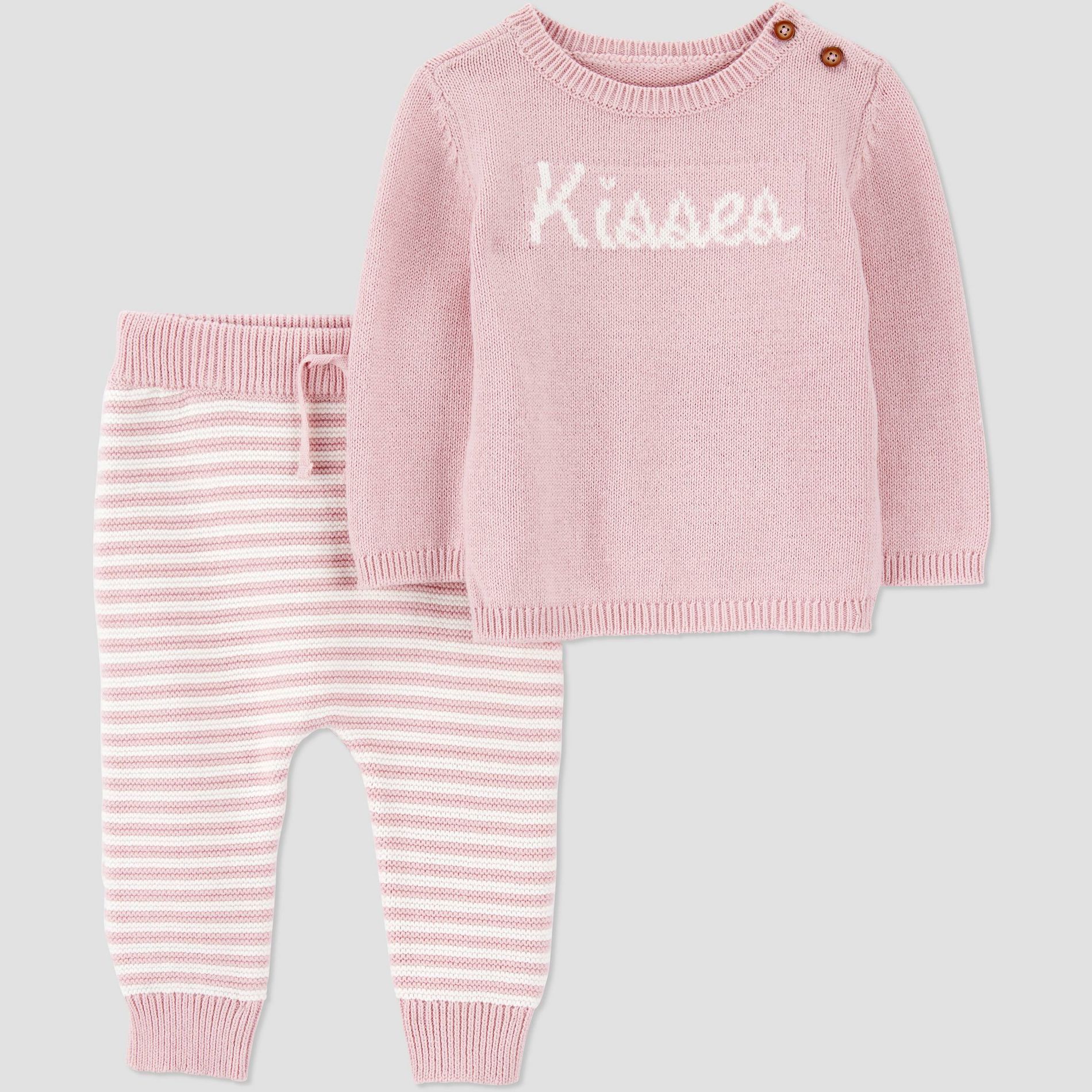 Carter's Just One You® Baby Girls' 2pc Kisses Sweater and Jogger Pants Set - Pink