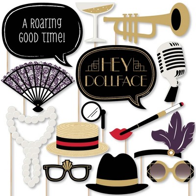 Big Dot of Happiness Roaring 20's - Twenties Art Deco Jazz 1920s Photo Booth Props Kit - 20 Count