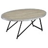 Vynxaria Industrial-Style Oval Coffee Table - Weathered Grey Oak & Black, Asymmetrical Metal Legs, Spacious Surface for Living Room - 2 of 4