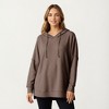 Anna-Kaci Women’s Long Sleeve Waffle Knit Hoodie Top with Kangaroo Pocket Soft Relaxed Fit Drop Shoulder Design - 2 of 4