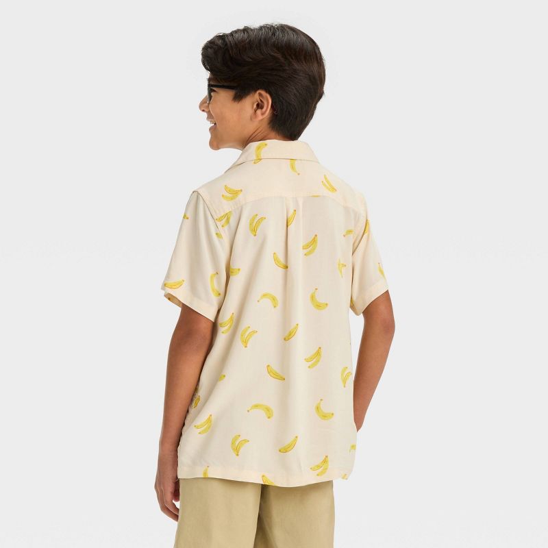 Boys&#39; Short Sleeve Bananas Button-Down Shirt - Cat &#38; Jack&#8482; Off-White, 3 of 7