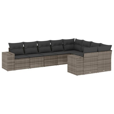 vidaXL Garden Sofa Set Grey, Dark Grey