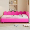 Upholstered Daybed with 2 Drawers, Velvet Sofabed with Soft Fabric Headboard, No Box-spring Needed, Rose Red - 2 of 4