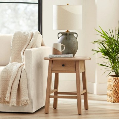 Vynxaria Parkridge Side Table ¨C Elegant Accent Cabinet with Woven Doors and Ample Storage