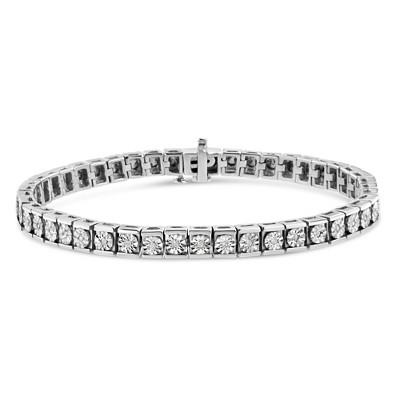 Haus of Brilliance Silver Miracle Set Diamond Accent Classic Tennis Bracelet